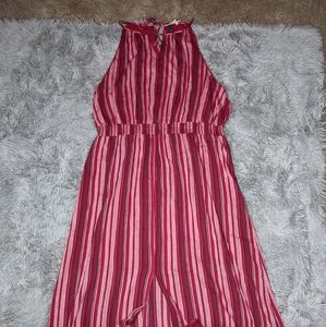 Red striped linen dress